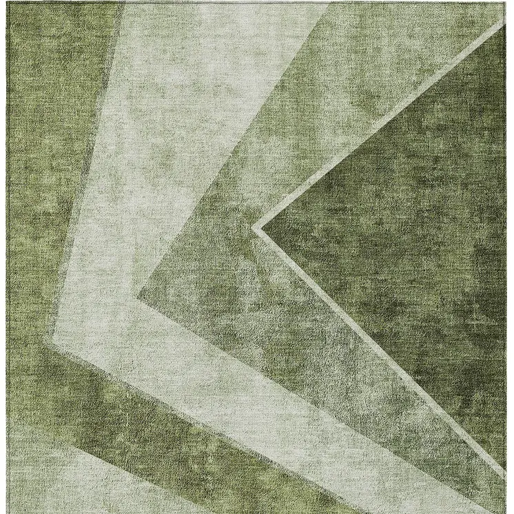 8' X 10' Olive Green And Artichoke Green Geometric Washable Indoor Outdoor Area Rug
