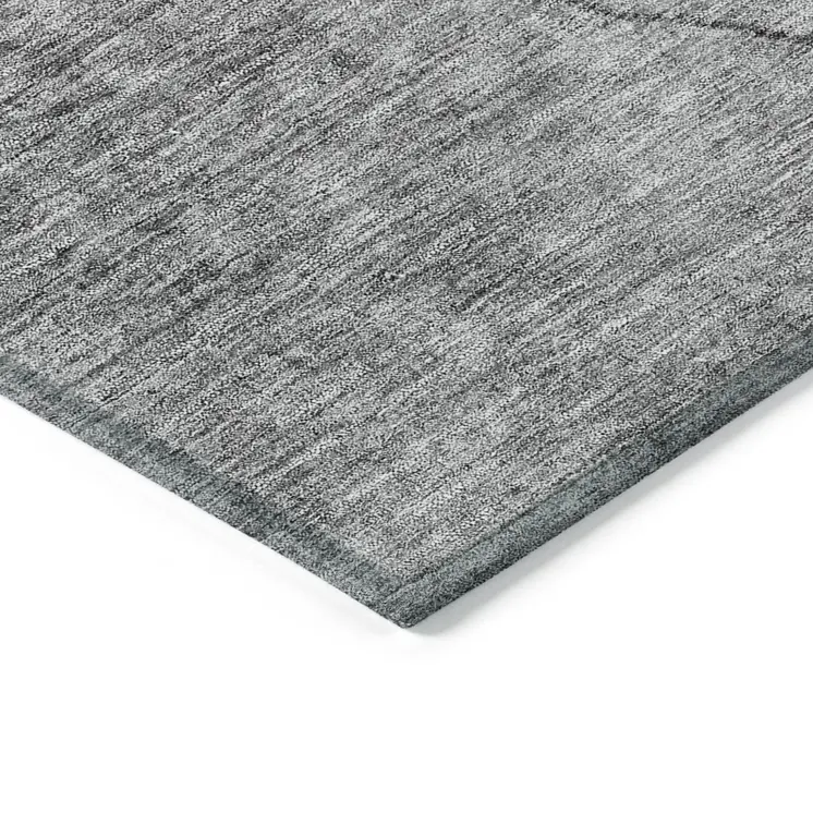 3' X 5' Gray Charcoal And Silver Abstract Washable Indoor Outdoor Area Rug