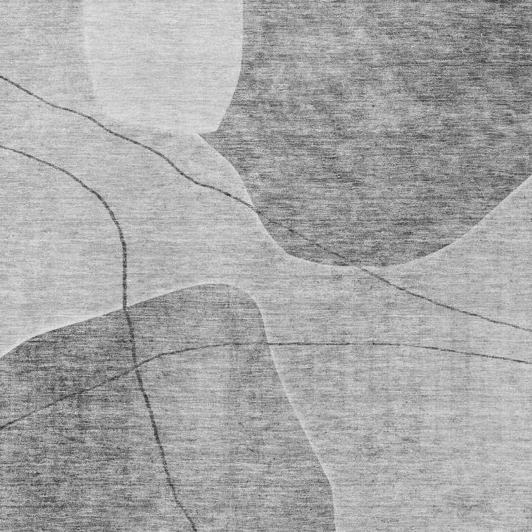 8' X 10' Gray Charcoal And Silver Abstract Washable Indoor Outdoor Area Rug