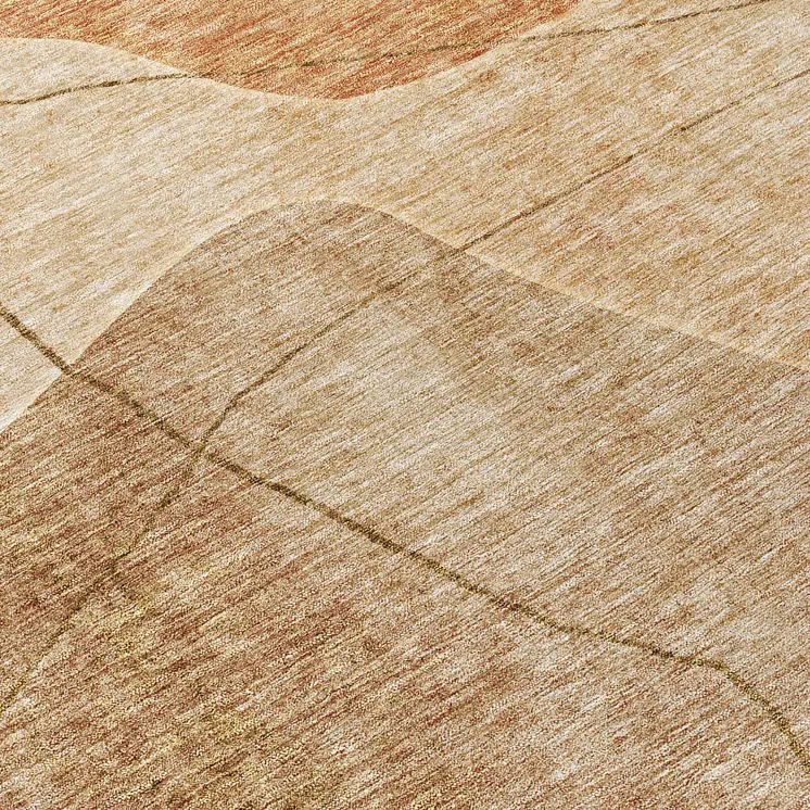 8' Orange Copper And Terra Cotta Round Abstract Washable Indoor Outdoor Area Rug