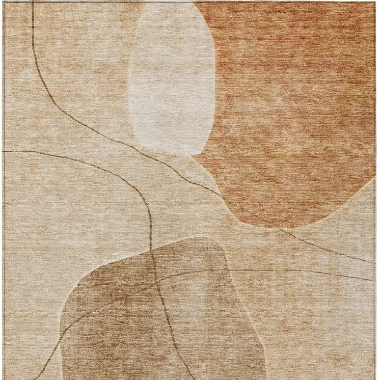 10' X 14' Orange Copper And Terra Cotta Abstract Washable Indoor Outdoor Area Rug