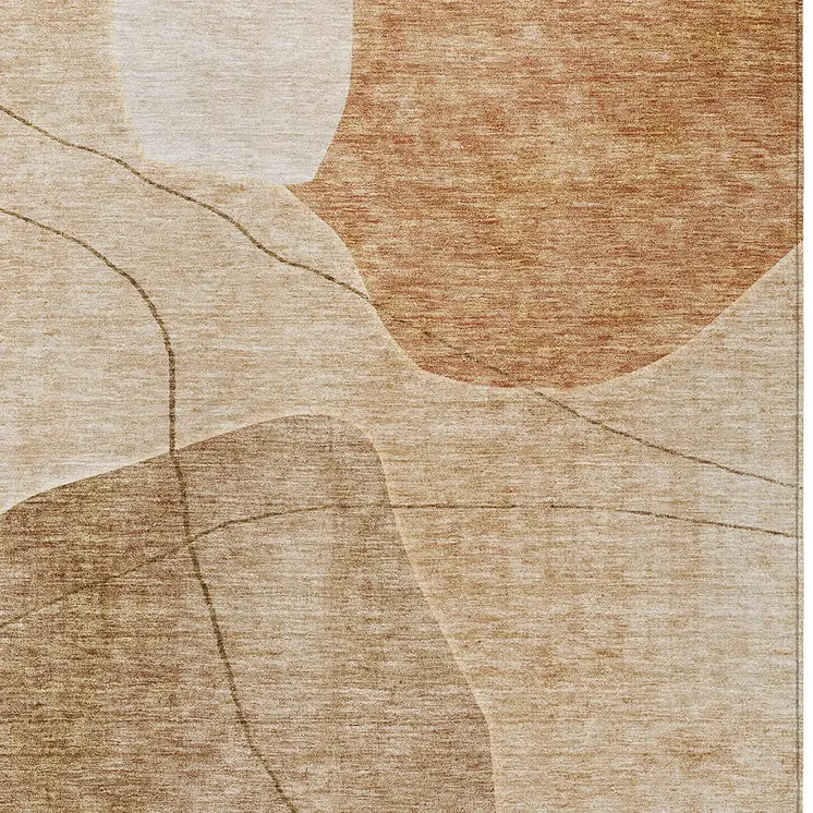 10' X 14' Orange Copper And Terra Cotta Abstract Washable Indoor Outdoor Area Rug