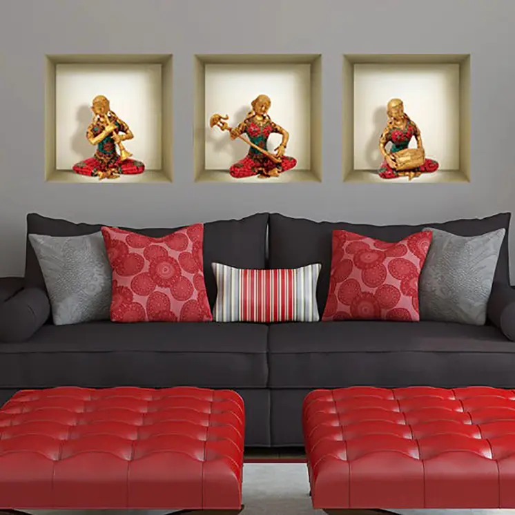 Set of Three Alla Niche 3D Square Peel and Stick Wall Decals