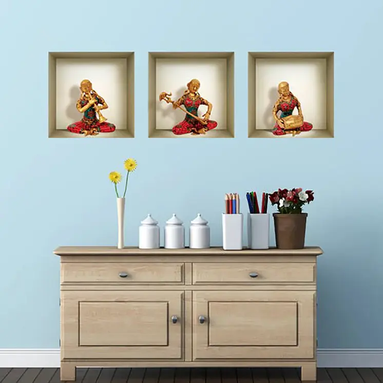 Set of Three Alla Niche 3D Square Peel and Stick Wall Decals