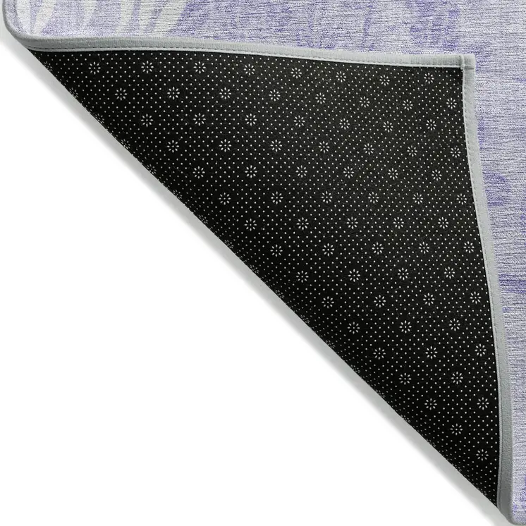 5' X 8' Lilac Purple And Ivory Floral Washable Indoor Outdoor Area Rug