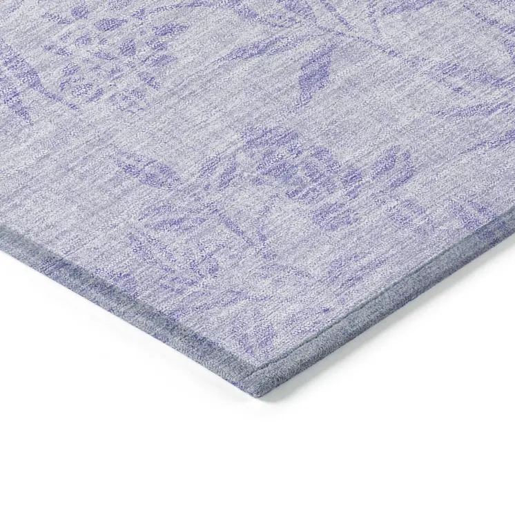 5' X 8' Lilac Purple And Ivory Floral Washable Indoor Outdoor Area Rug