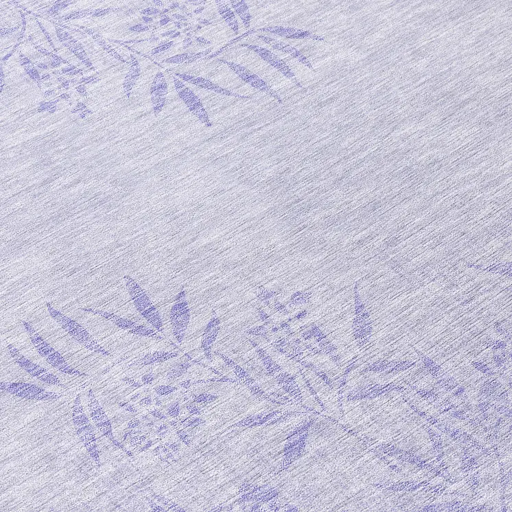 8' Lilac Purple And Ivory Round Floral Washable Indoor Outdoor Area Rug