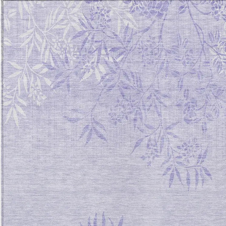 10' X 14' Lilac Purple And Ivory Floral Washable Indoor Outdoor Area Rug