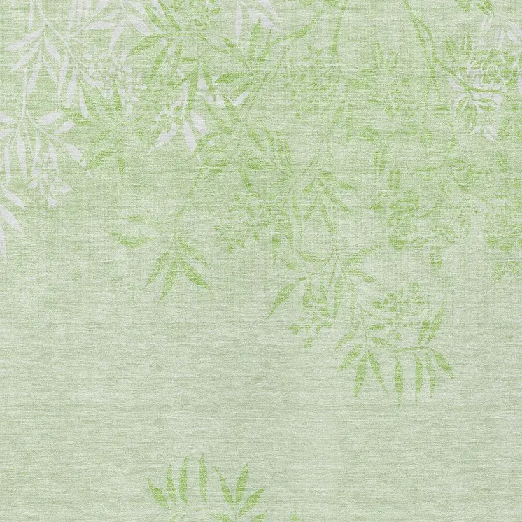 10' X 14' Mint Green Artichoke Green And Ivory Floral Washable Indoor Outdoor Area Rug