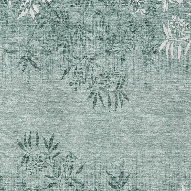 10' X 14' Sage Fern Green And Ivory Floral Washable Indoor Outdoor Area Rug