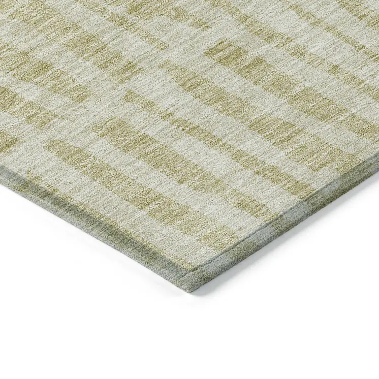 8' X 10' Beige And Tan Striped Washable Indoor Outdoor Area Rug