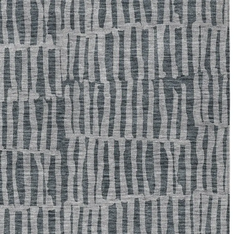 9' X 12' Charcoal And Gray Striped Washable Indoor Outdoor Area Rug