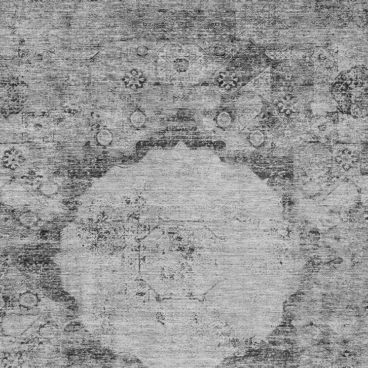 5' X 8' Gray Charcoal And Silver Oriental Washable Indoor Outdoor Area Rug