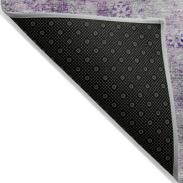 8' X 10' Purple Lavender And Gray Oriental Washable Indoor Outdoor Area Rug