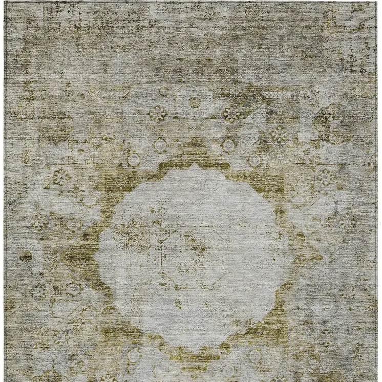 5' X 8' Taupe Brown And Gray Oriental Washable Indoor Outdoor Area Rug