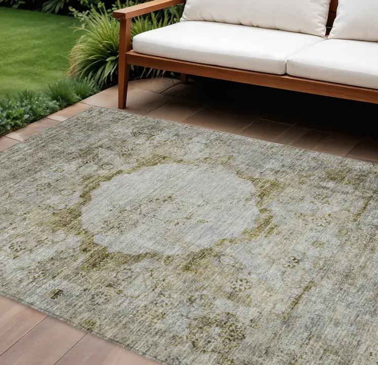 8' X 10' Taupe Brown And Gray Oriental Washable Indoor Outdoor Area Rug