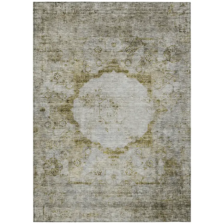 8' X 10' Taupe Brown And Gray Oriental Washable Indoor Outdoor Area Rug