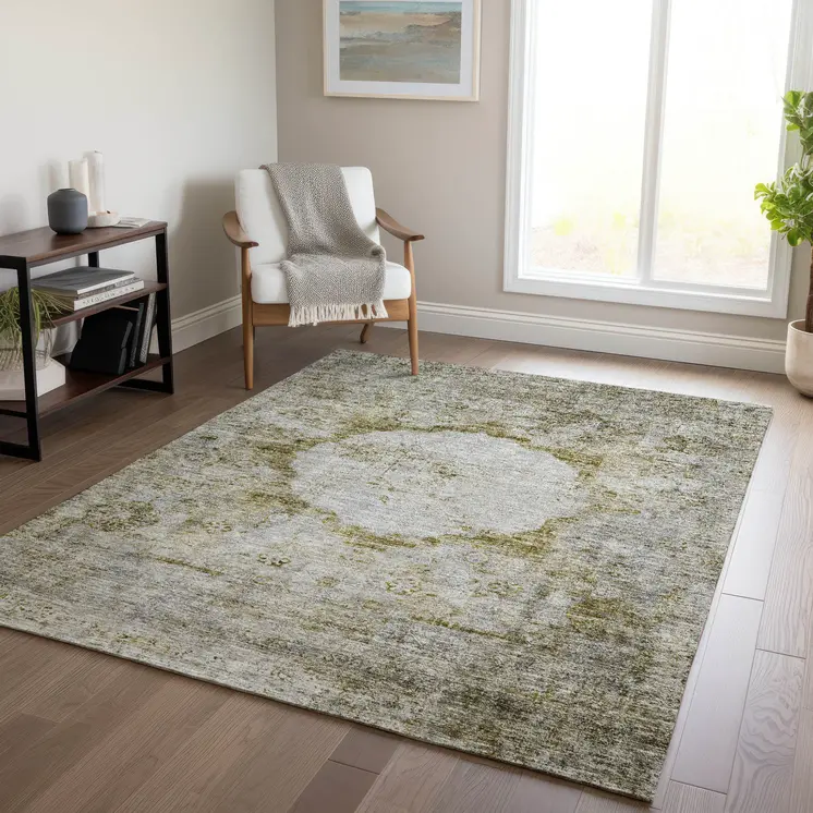 10' X 14' Taupe Brown And Gray Oriental Washable Indoor Outdoor Area Rug