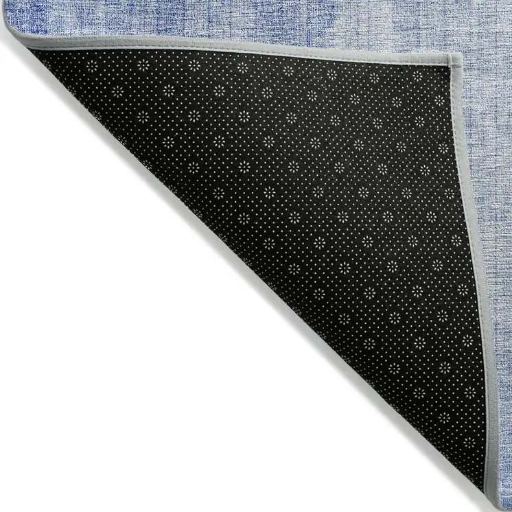 9' X 12' Denim Blue And Sky Blue Geometric Washable Indoor Outdoor Area Rug