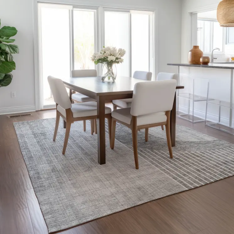 3' X 5' Gray Silver And Charcoal Geometric Washable Indoor Outdoor Area Rug