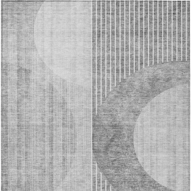 8' X 10' Gray Silver And Charcoal Geometric Washable Indoor Outdoor Area Rug