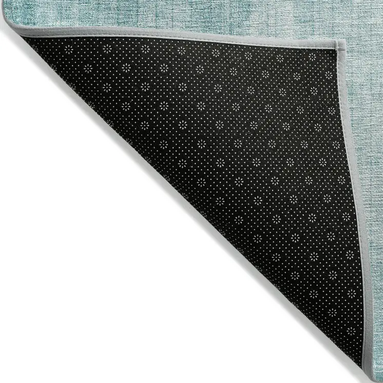 10' X 14' Teal Blue And Aqua Geometric Washable Indoor Outdoor Area Rug