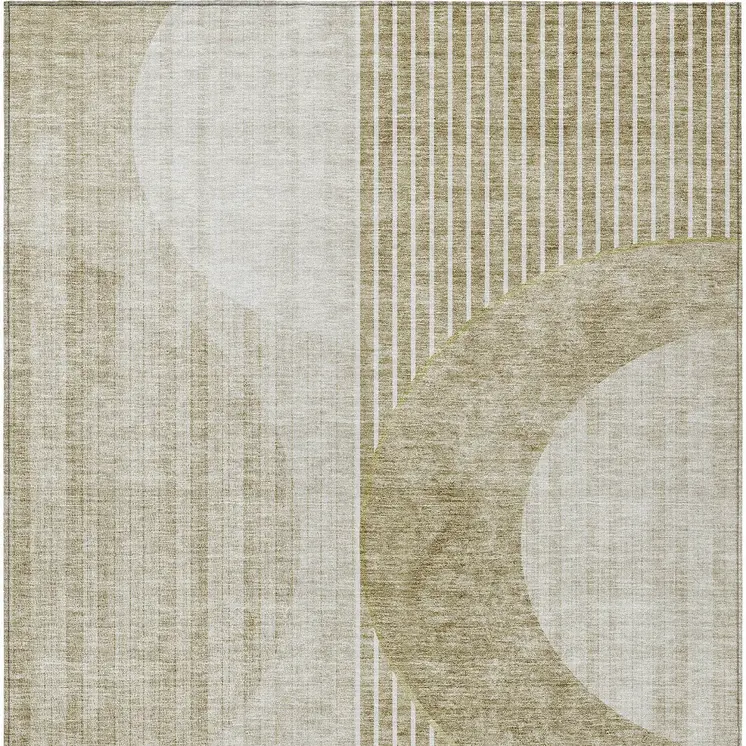 10' X 14' Taupe Beige And Tan Geometric Washable Indoor Outdoor Area Rug