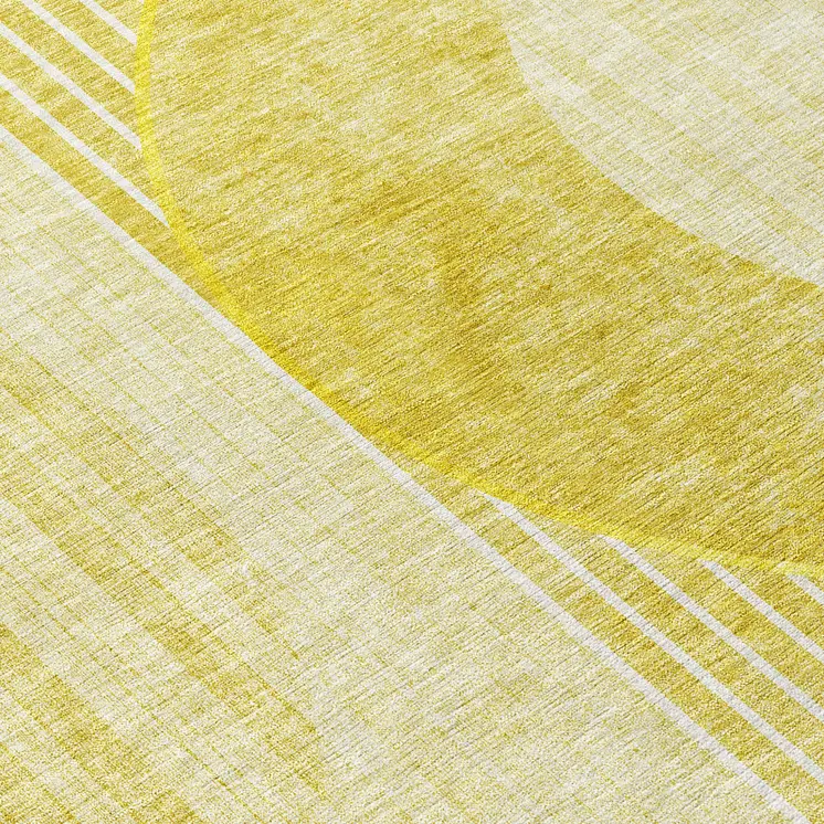 10' X 14' Wheat Gold And Ivory Geometric Washable Indoor Outdoor Area Rug