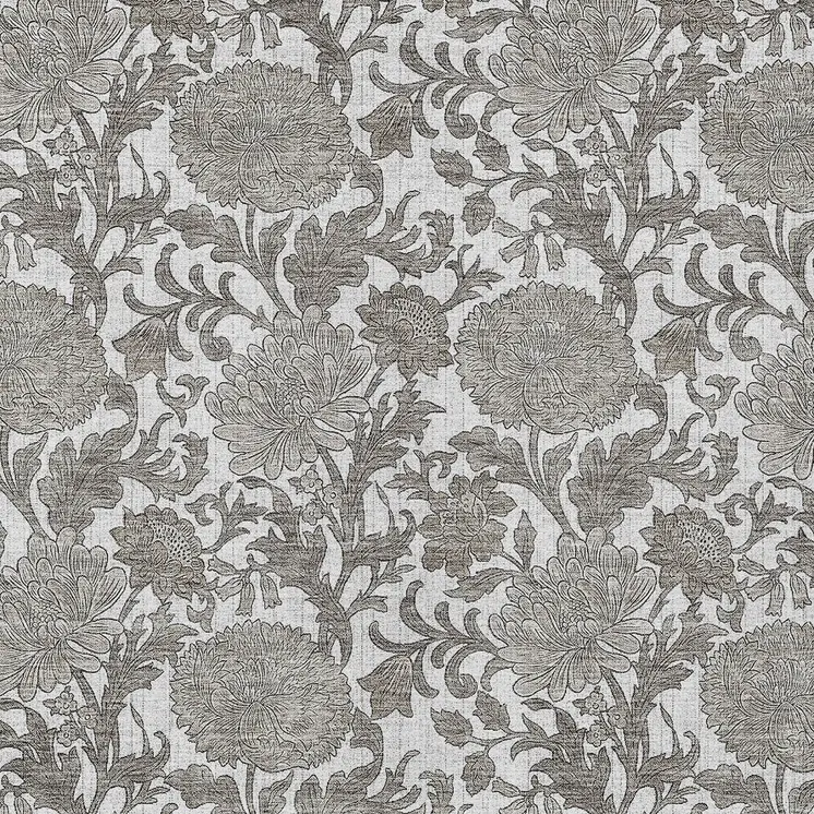 9' X 12' Ivory And Gray Floral Washable Indoor Outdoor Area Rug
