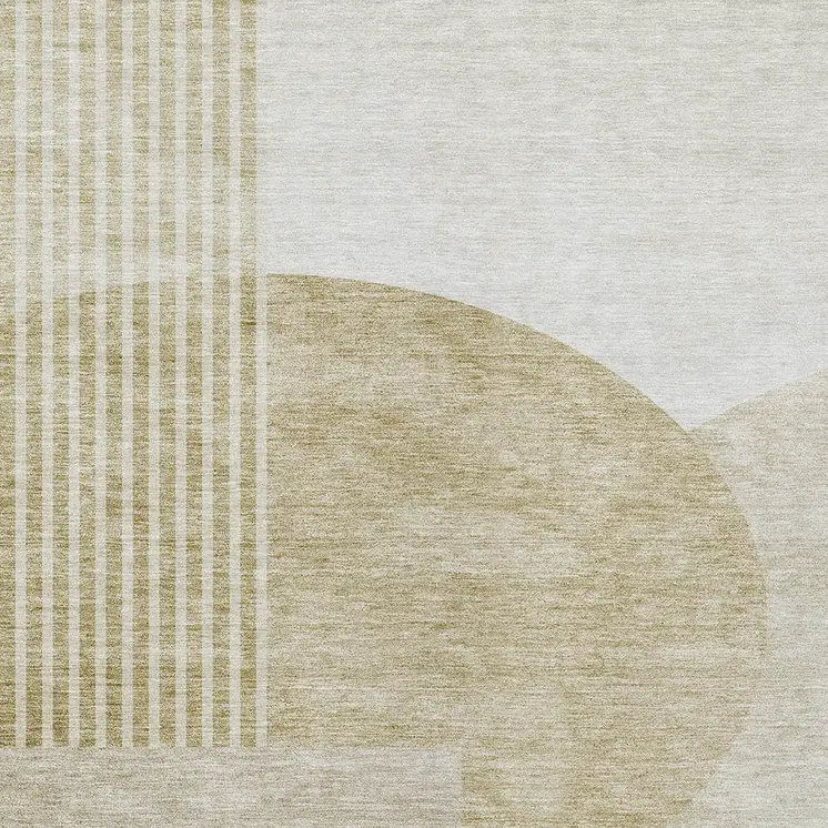5' X 8' Brown Beige And Ivory Geometric Washable Indoor Outdoor Area Rug