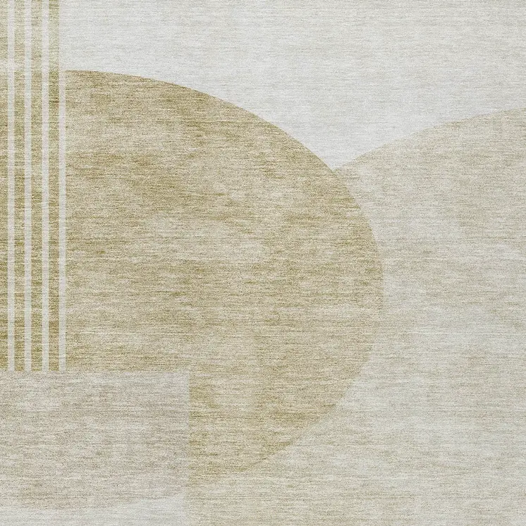 8' X 10' Brown Beige And Ivory Geometric Washable Indoor Outdoor Area Rug