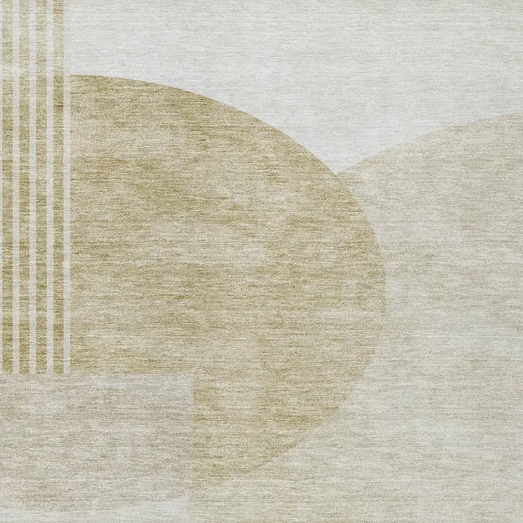 9' X 12' Brown Beige And Ivory Geometric Washable Indoor Outdoor Area Rug