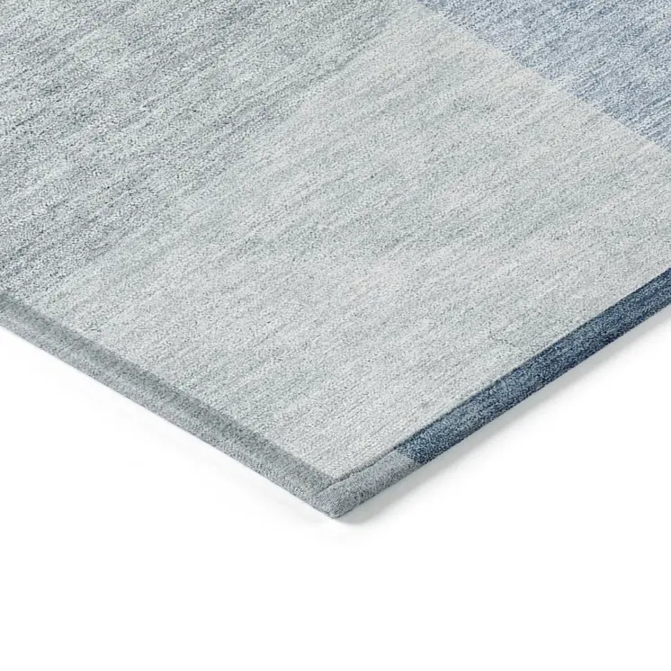 3' X 5' Navy Blue And Sky Blue Geometric Washable Indoor Outdoor Area Rug