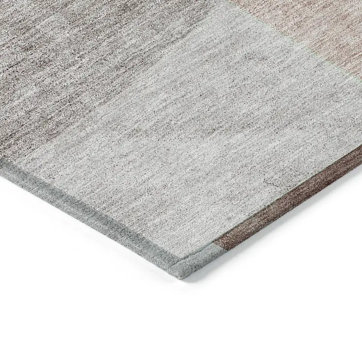 9' X 12' Copper Red And Gray Geometric Washable Indoor Outdoor Area Rug