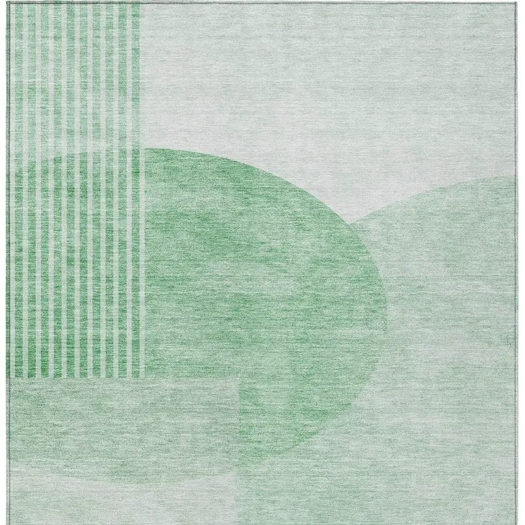10' X 14' Green And Mint Green Geometric Washable Indoor Outdoor Area Rug