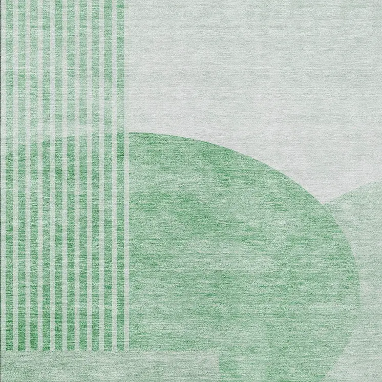 10' X 14' Green And Mint Green Geometric Washable Indoor Outdoor Area Rug