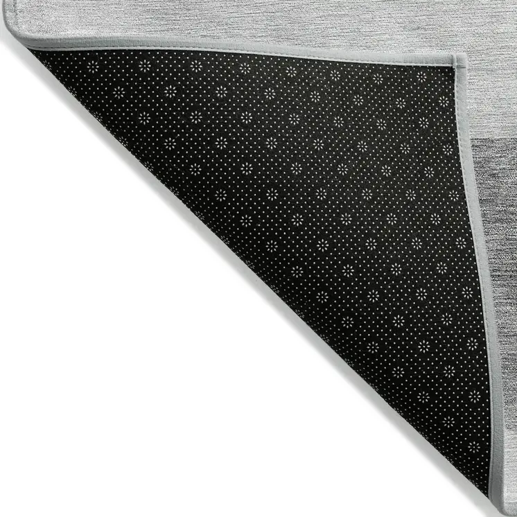 3' X 5' Gray Silver And Ivory Geometric Washable Indoor Outdoor Area Rug