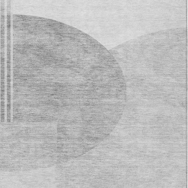 10' X 14' Gray Silver And Ivory Geometric Washable Indoor Outdoor Area Rug