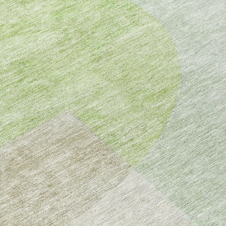 8' Olive Green And Artichoke Green Round Geometric Washable Indoor Outdoor Area Rug