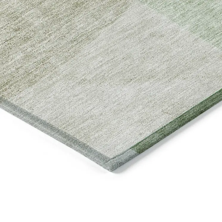 8' X 10' Olive Green And Artichoke Green Geometric Washable Indoor Outdoor Area Rug