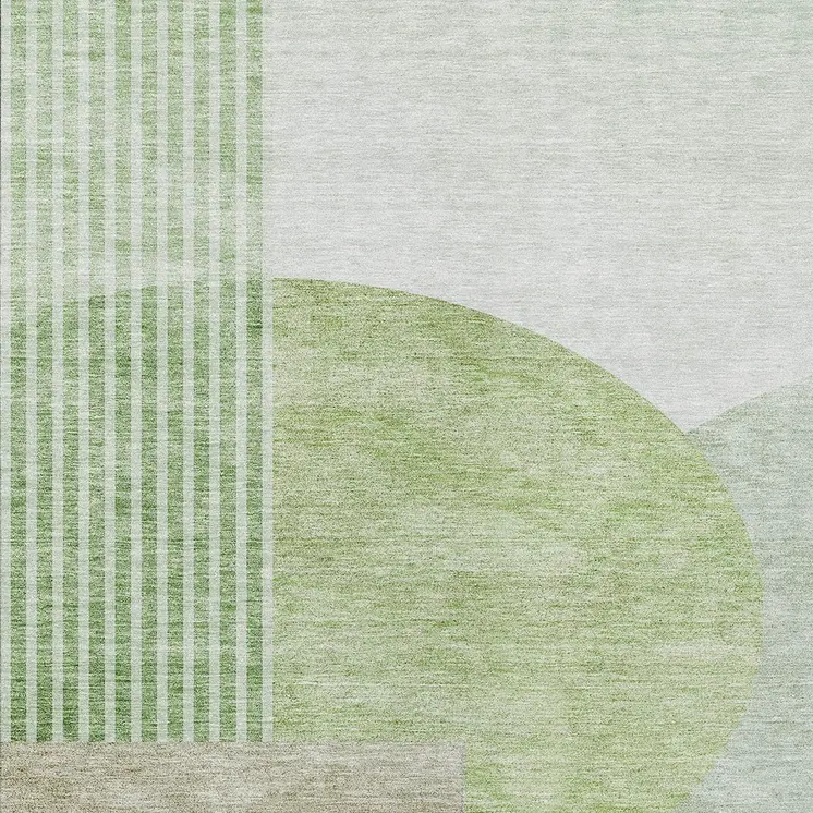 8' X 10' Olive Green And Artichoke Green Geometric Washable Indoor Outdoor Area Rug