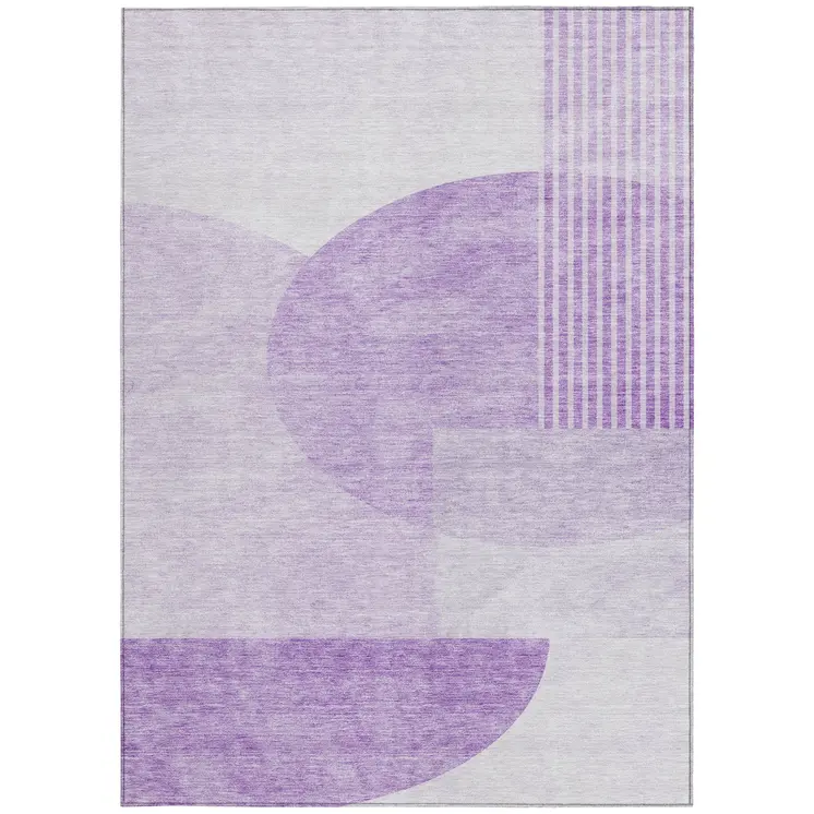 9' X 12' Purple And Lavender Geometric Washable Indoor Outdoor Area Rug