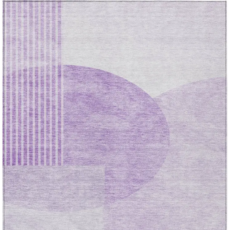 9' X 12' Purple And Lavender Geometric Washable Indoor Outdoor Area Rug