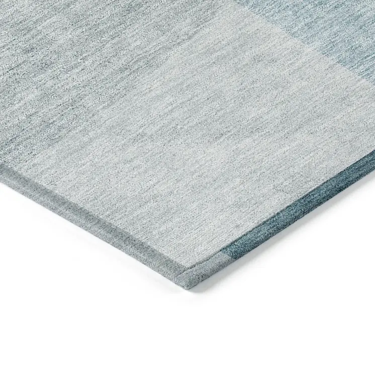 10' X 14' Teal Blue And Silver Geometric Washable Indoor Outdoor Area Rug