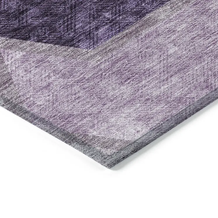 5' X 8' Eggplant Purple And Lavender Geometric Washable Indoor Outdoor Area Rug