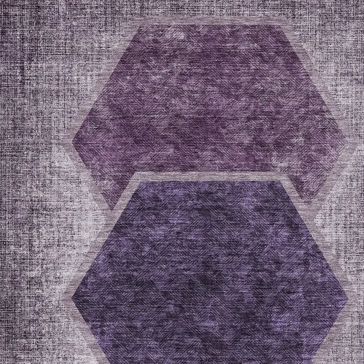 8' X 10' Eggplant Purple And Lavender Geometric Washable Indoor Outdoor Area Rug