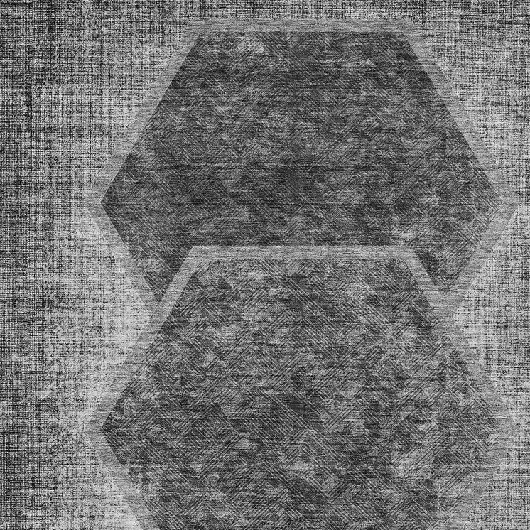 3' X 5' Gray Charcoal And Silver Geometric Washable Indoor Outdoor Area Rug