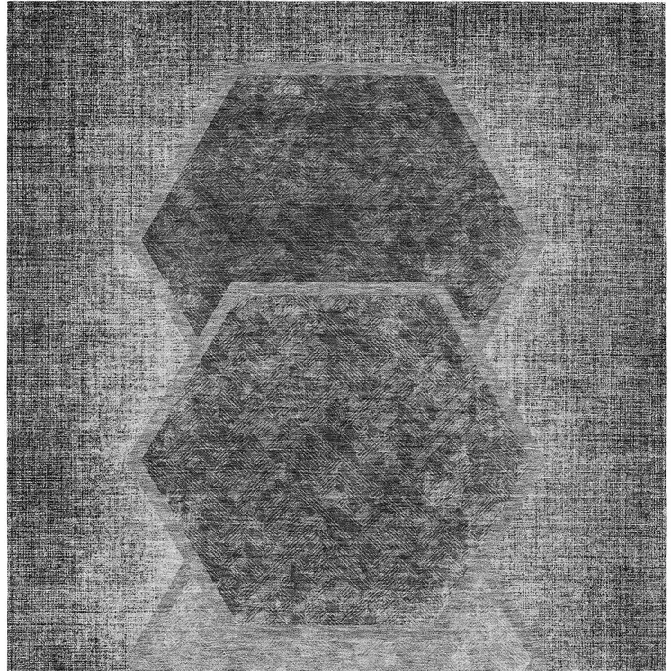 10' X 14' Gray Charcoal And Silver Geometric Washable Indoor Outdoor Area Rug