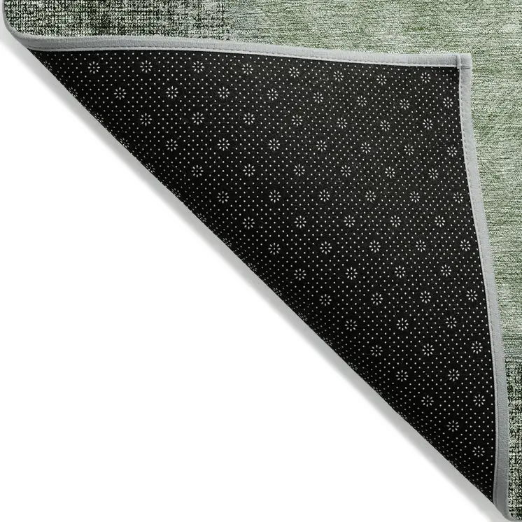 5' X 8' Olive Green And Artichoke Green Geometric Washable Indoor Outdoor Area Rug
