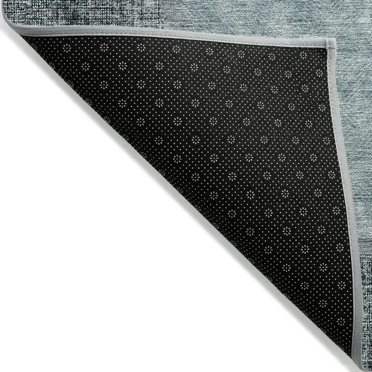 5' X 8' Teal Blue Aqua And Ivory Geometric Washable Indoor Outdoor Area Rug